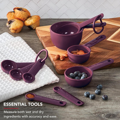 KitchenAid Universal Easy To Read Measuring Cup and Spoon Set with Soft Grip Handle for Maximum Control, Hang Hole and Nesting For Easy Storage, Dishwasher Safe, 9 Piece, Pistachio