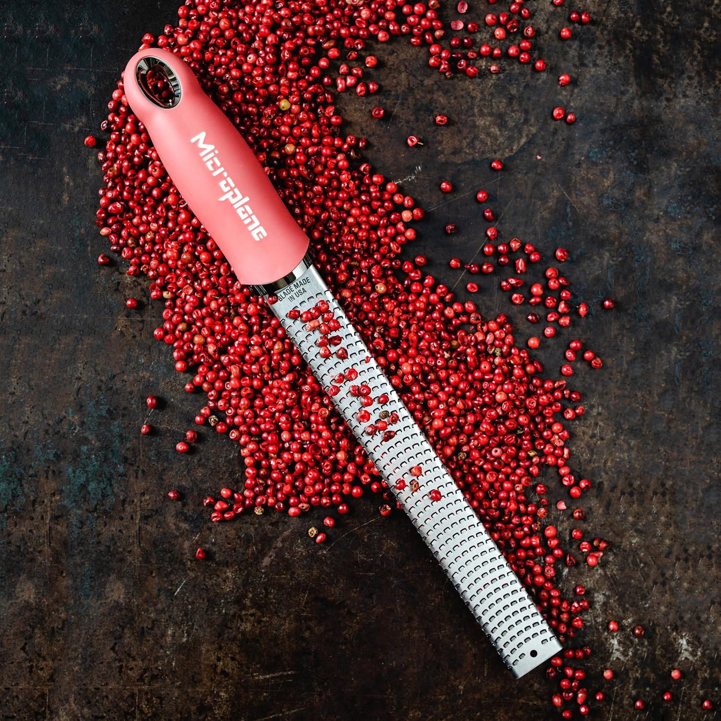 Premium Classic Series Zester - Pomegranate Red | Lemon Zester tool, Hard Cheese & Vegetable Grater | For Citrus, Parmesan Cheese, Garlic, Ginger, Nutmeg | Fine Stainless Steel Blade, Made in USA