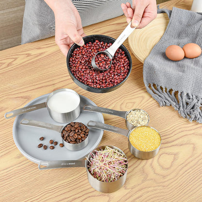 Smithcraft Measuring Cups and Spoons Set 15, Metric & US 18/8 Stainless Steel Measuring Cups and Spoons Set for Baking & Kitchen, 6 Measure Cups & 7 Spoons Leveler & Measure Equivalents for Dry&Liquid