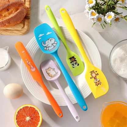 5PCS Silicone Rubber Spatula Set, DQELFA Heat Resistant Food Grade Spatulas for kitchen Use, Cooking and Baking, Dishwasher Safe