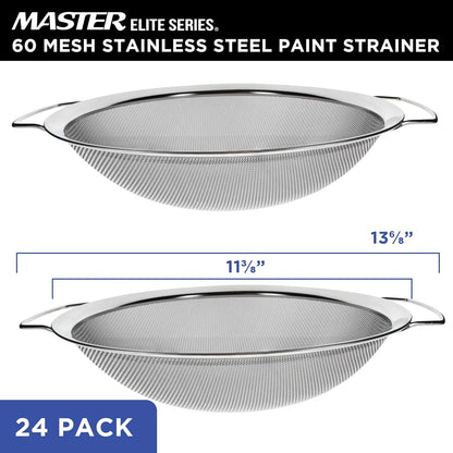 Master Elite 60 Mesh Stainless Steel Paint Strainer, 2 Pack - Fits Over 5 Gallon Paint Bucket Cans, Strains Filters Removes Debris, Particles, Impurities from Coating and Liquids - Drain, Rinse Food