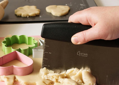 Cestari Dough Scraper Bench Knife: Professional Quality Heavy Duty Stainless Steel Bench Scraper, Chopper, Cutter - Perfect for Pastry, Nuts, Herbs, Chocolate, Pizza Dough, Soap, Bread Baking
