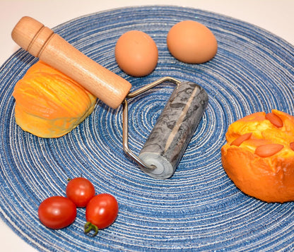 Tianman Small Marble Rolling Pin Pizza Roller, Marble Pastry Roller Non-Stick T-Type, For Cake Baking Tortilla Fudge Pizza Cookies and Other Kitchen Baking Cooking (Type 1 White).