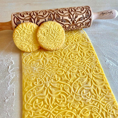 BEEHIVE Embossing Rolling Pin with Pattern. Laser Engraved Embossing Dough Roller for Homemade Cookies and Pottery by Algis Crafts
