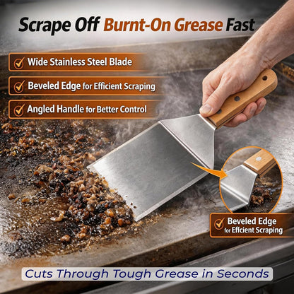 Multipurpose Bench Scraper, Dough Scraper and Dough Cutter for Flat Top Griddle, Bread, Pizza, and Pastry – Stainless Steel Griddle Scraper Chopper for Baking and Cooking