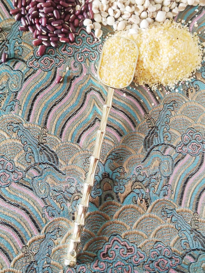 Measuring Spoons with Long Handle, Coffee Scoop, Tablespoon and Teaspoon Scoops Set of 2, Gold Art Style Metal