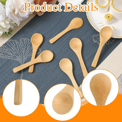 Nogeqi 6PCS Small Wooden Spoons, 3.94 Inch Mini Wood Salt Spoon, Wooden Honey Spoon Teaspoon for Coffee Tea Spices Jars Sugar Seasoning Kitchen Supplies