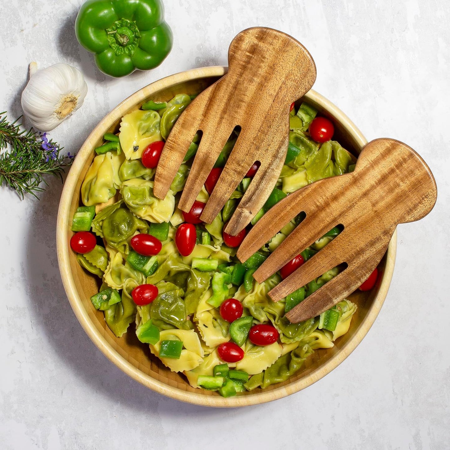 TB Home Salad Hands – Acacia Wood Salad Serving Utensils for Tossing & Serving