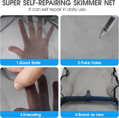 TidyMister Hot Tub Skimmer Spa Net with 12'' Aluminum Pole Ultra Fine Mesh Net Handy Leaf Skimmer for Small Above Ground Pools Pick Up Fine Debris Lightweight Net