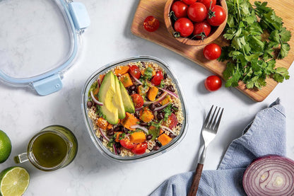Ello DuraGlass Food Storage Glass Lunch Bowl - Meal Prep Container with Silicone Sleeve and Airtight Lid, 5 Cup, Yucca