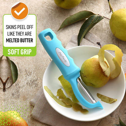 Spring Chef Premium Swivel Vegetable Peeler, Soft Grip Handle and Ultra Sharp Stainless Steel Blades - Perfect Kitchen Peeler For Veggie, Fruit, Potato, Carrot, Apple - Pink Lemonade