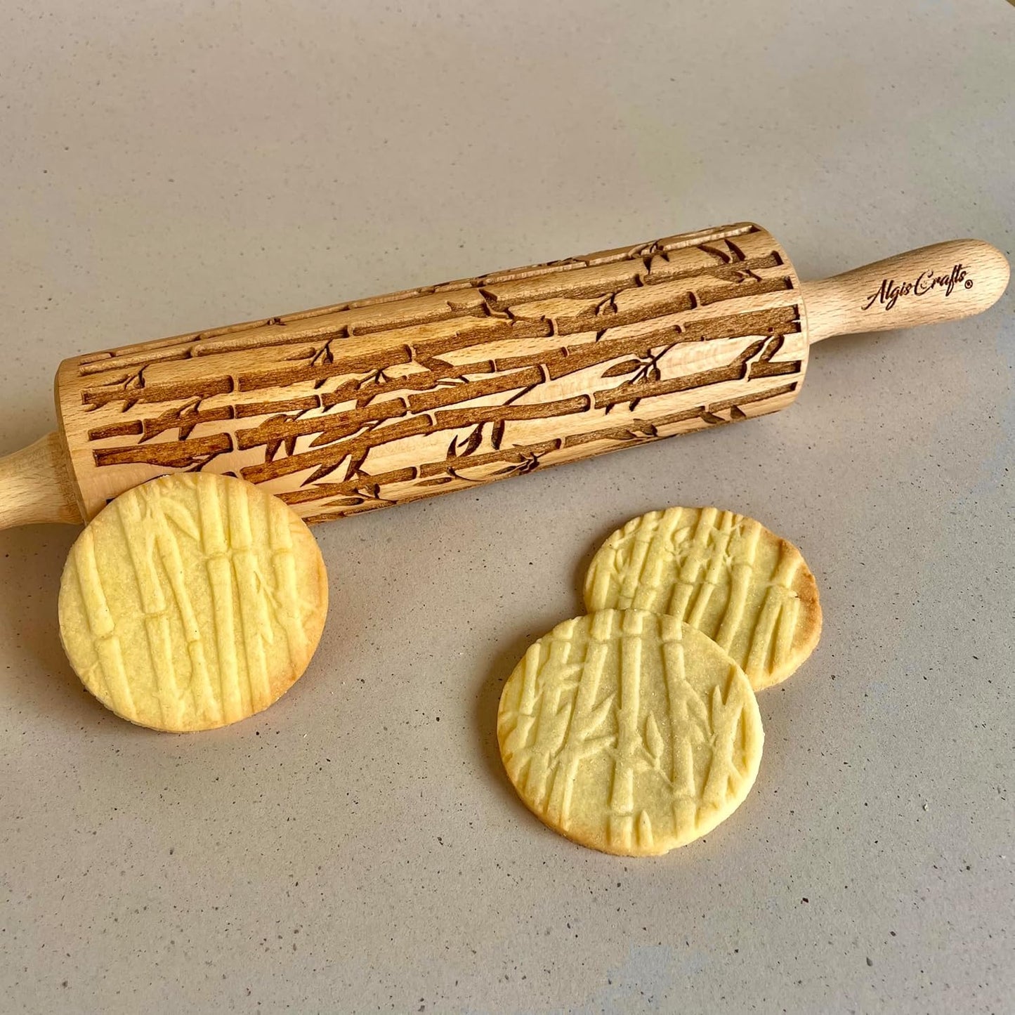 BEEHIVE Embossing Rolling Pin with Pattern. Laser Engraved Embossing Dough Roller for Homemade Cookies and Pottery by Algis Crafts