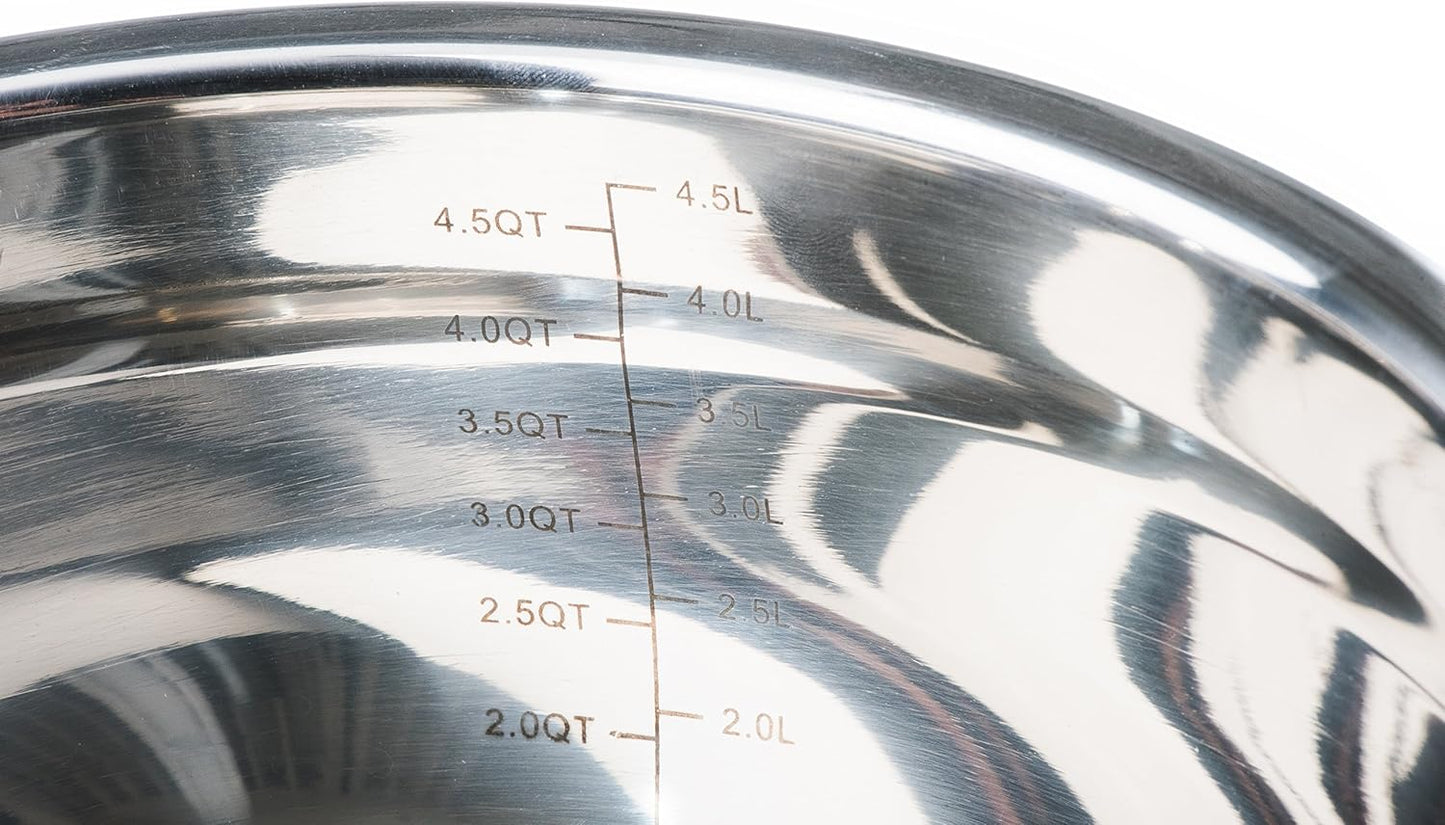 Stainless Steel Mixing Bowls with Lids and Non Slip Bases (Set of 5, Red)