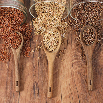 4Pcs Measuring Spoons and Scoops Set, Retro Measuring Scoops Includes 1/4 tsp, 1/2 tsp, 1 tsp & 1 tbsp, Wooden Measuring Spoons for Dry Ingredients Coffee Powder