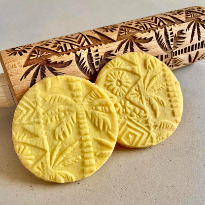 SAKURA TREE Embossing Rolling Pin with Blooming Sakura Flowers Pattern. Dough and Clay Roller for Embossed Cookies Fondant Pottery. Cookie and Ceramic Stamp. Backing Gifts for Women by Algis Crafts