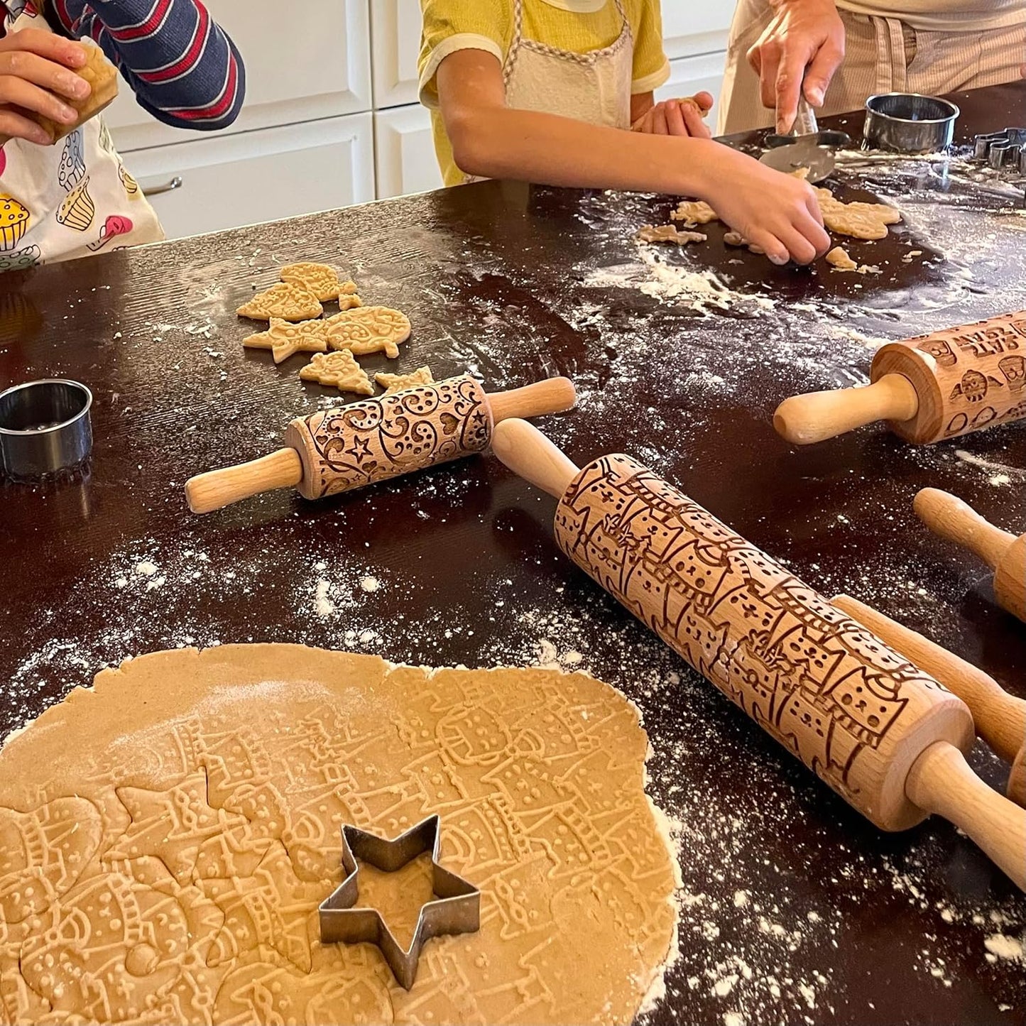 SAKURA TREE Embossing Rolling Pin with Blooming Sakura Flowers Pattern. Dough and Clay Roller for Embossed Cookies Fondant Pottery. Cookie and Ceramic Stamp. Backing Gifts for Women by Algis Crafts