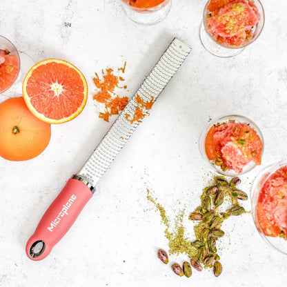 Premium Classic Series Zester - Pomegranate Red | Lemon Zester tool, Hard Cheese & Vegetable Grater | For Citrus, Parmesan Cheese, Garlic, Ginger, Nutmeg | Fine Stainless Steel Blade, Made in USA