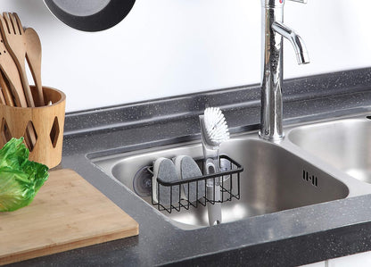 SunnyPoint NeverRust Deluxe Kitchen & Bathroom Sink Sponge Holder Organizer with Adhesive Mount - Additional Suction Cup Included – Sponge & Brush NOT Included – 7.4 x 3.3 x 2.75 Inch