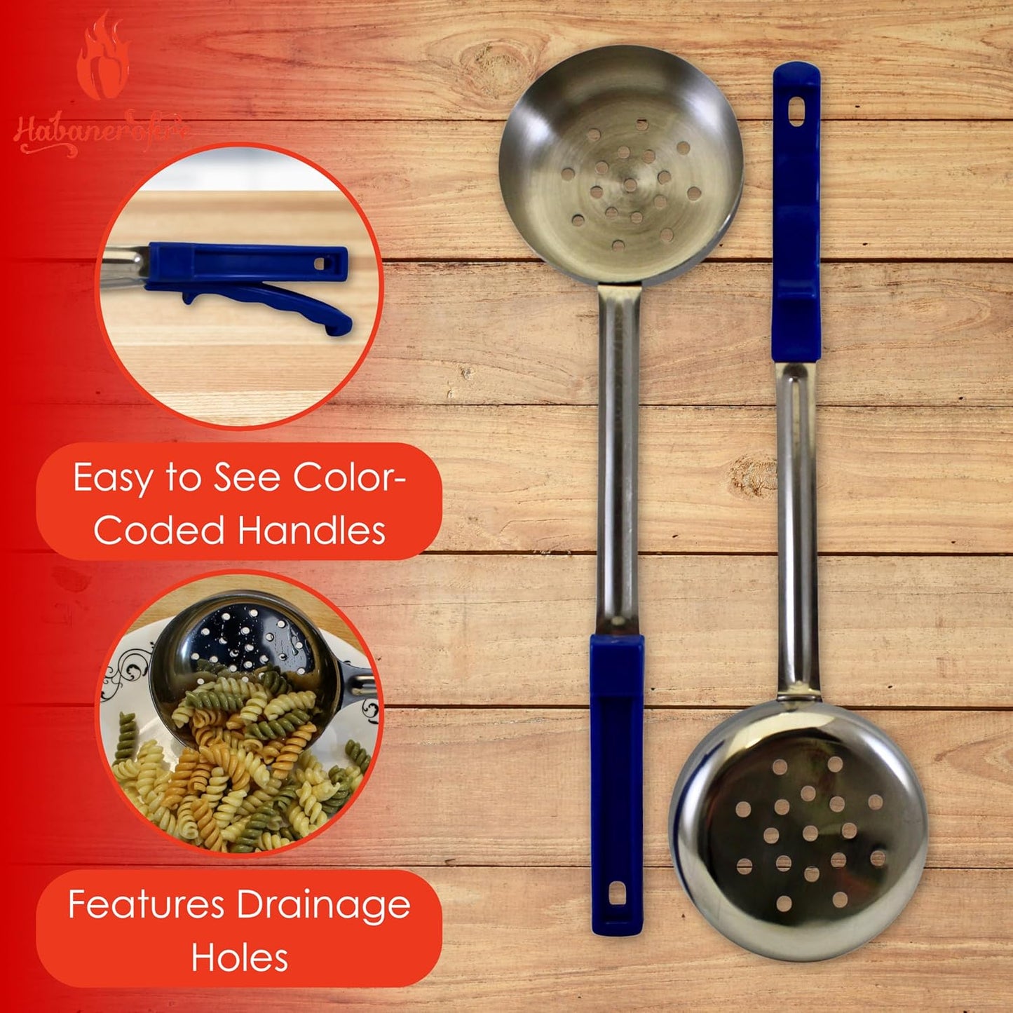 8 Ounce Solid Stainless Steel Portion Control Ladle Spoon for Measuring and Serving; Commercial Grade Serving Scoops [Pack of 2]