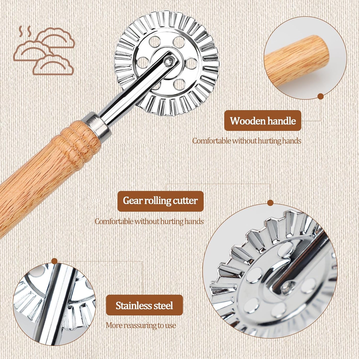 Pastry Cutter Double Wheel - Exquisite Wooden Handle, Perfect for Pasta, Pizza, Ravioli, Cookie -Cheese Slicers Enhance Your Culinary Artistry