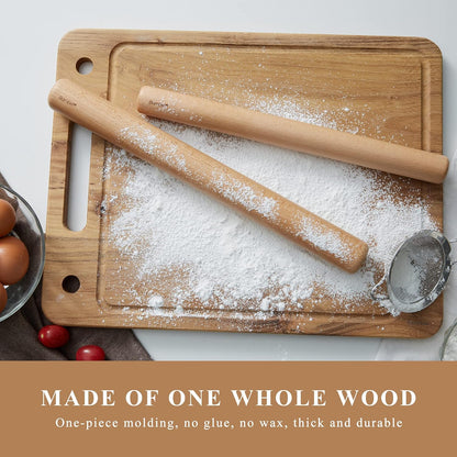 Bamber Wood Rolling Pin for Baking Wooden Rolling Dowel Stick Dough Roller for Cookie Dumpling Pastry Pizza Tortilla, 15'' by 1.5''