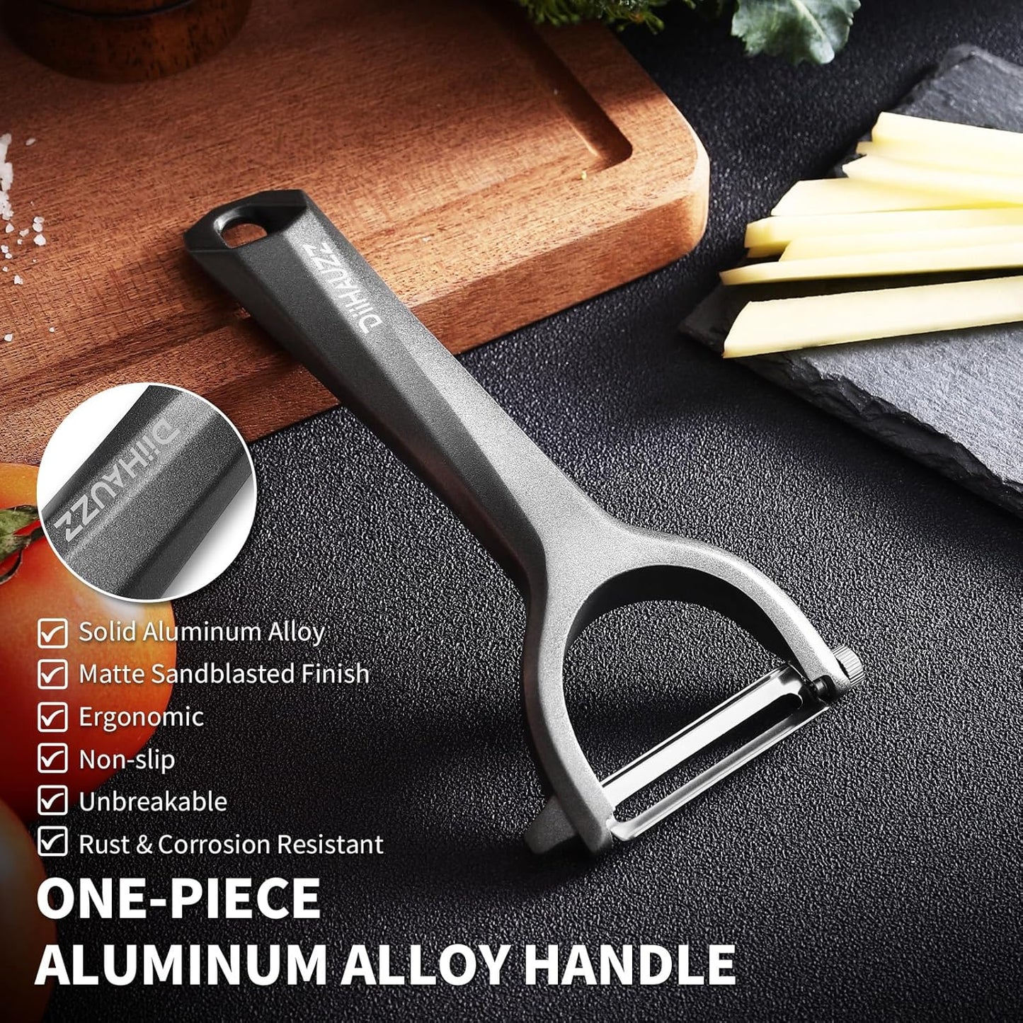DiiHAUZZ Vegetable Peeler, Heavy Duty Aluminum Alloy - Ultra Sharp Y Peeler with 2 Replaceable 420J2 Stainless Steel Blades for Peeling Pumpkins Potatoes Carrotes Veggies and Fruits, Gift for Dad