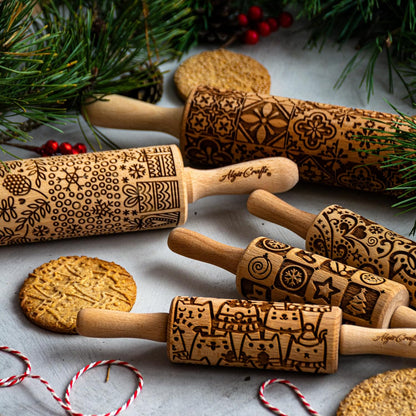 BEEHIVE Embossing Rolling Pin with Pattern. Laser Engraved Embossing Dough Roller for Homemade Cookies and Pottery by Algis Crafts