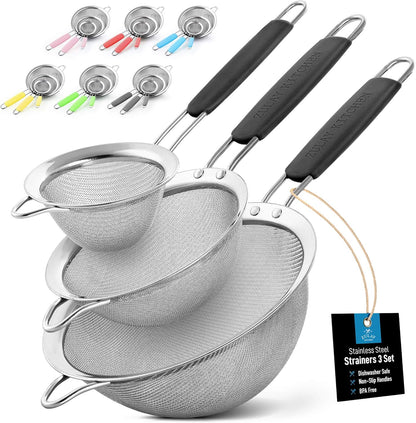 Zulay Kitchen 304 Stainless Steel Fine Mesh Strainer 3.35 in - Strainers Fine Mesh, Tea Strainers for Loose Tea - Perfect for Tea, Cocktails, Juicing, Drinks, Liquids, Matcha, Coffee & More