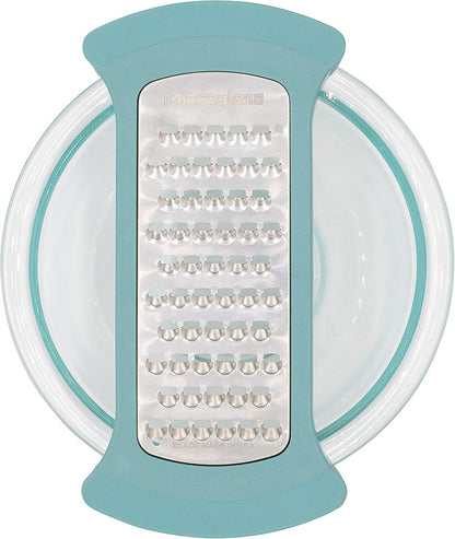 Microplane Mixing Bowl Grater - Extra Coarse Grater for Cauliflower Rice - Purist Blue