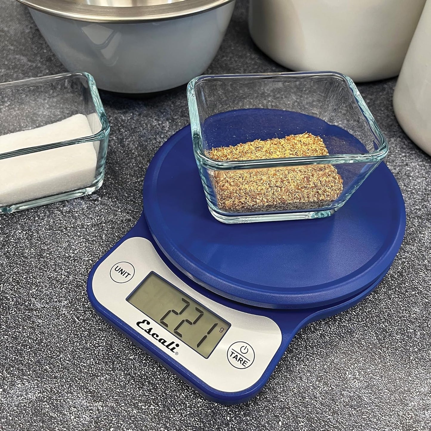 Escali Telero Digital Food Scale, High Precision Kitchen Scale for Cooking, Baking, Portion Control, Meal Prep, Weigh in Grams and Ounces, 11 lb Capacity, Blue (T136)