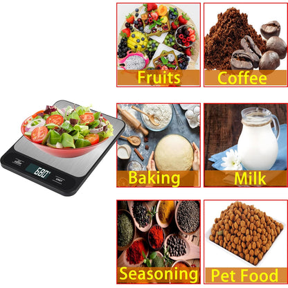 33lb/15kg USB Rechargeable Digital Kitchen Scale, Food Scale, LCD Display, High Capacity Weight Grams and Ounces for Baking Cooking and Meal Prep, 6 Units with Tare Function