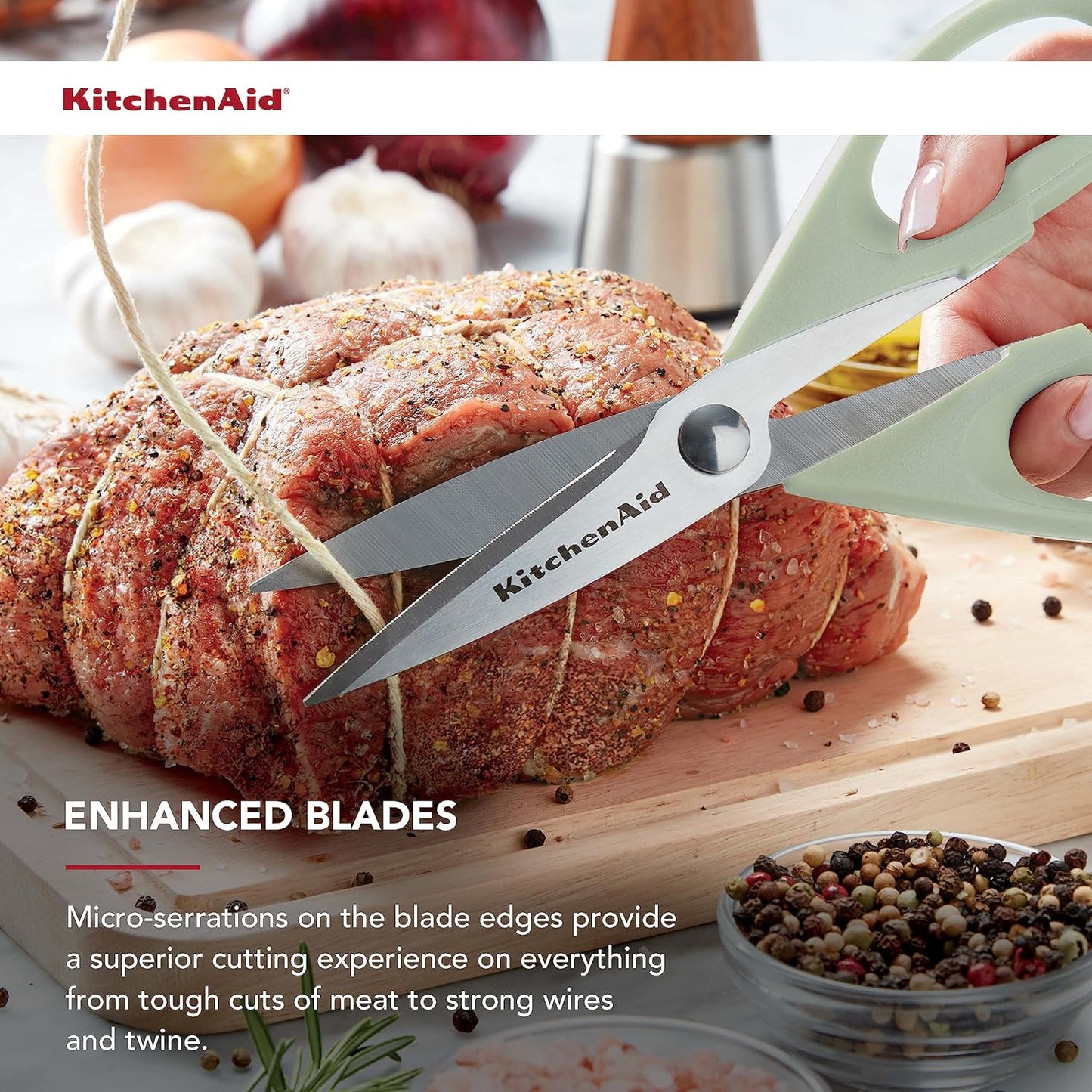 KitchenAid Multipurpose Shear Set, Versatile Scissors with Nutcracker, Bottle Opener, Ergonomic Handles with Protective Blade Covers, 2 Piece