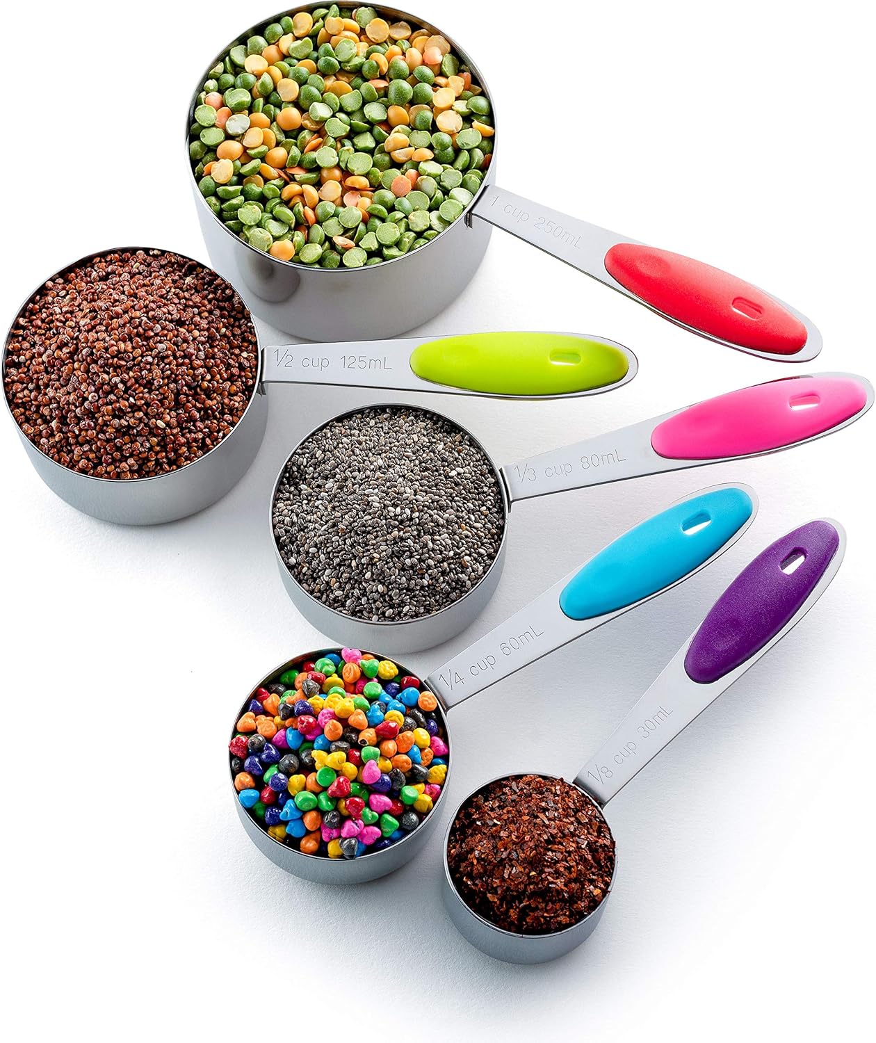 Bellemain One-Piece Stainless Steel Measuring Cups Set of 6 – Nesting Metal Measuring Cups for Kitchen – Dry & Liquid Measurements (ML & OZ), Rust-Resistant, Dishwasher Safe, Ergonomic Design