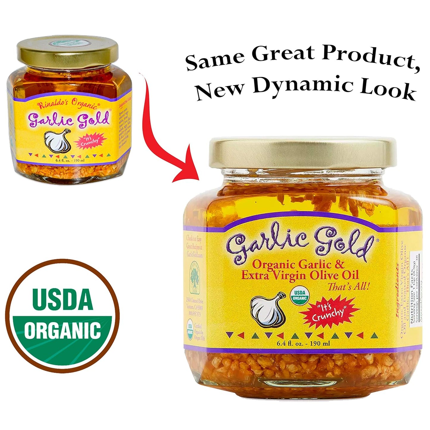 Garlic Gold Toasted Granules in Extra Virgin Olive Oil, USDA Organic Certified Minced Garlic, Sodium Free, Non GMO & Vegan, Keto & Paleo Friendly (6.4 Oz, 2 Pack)