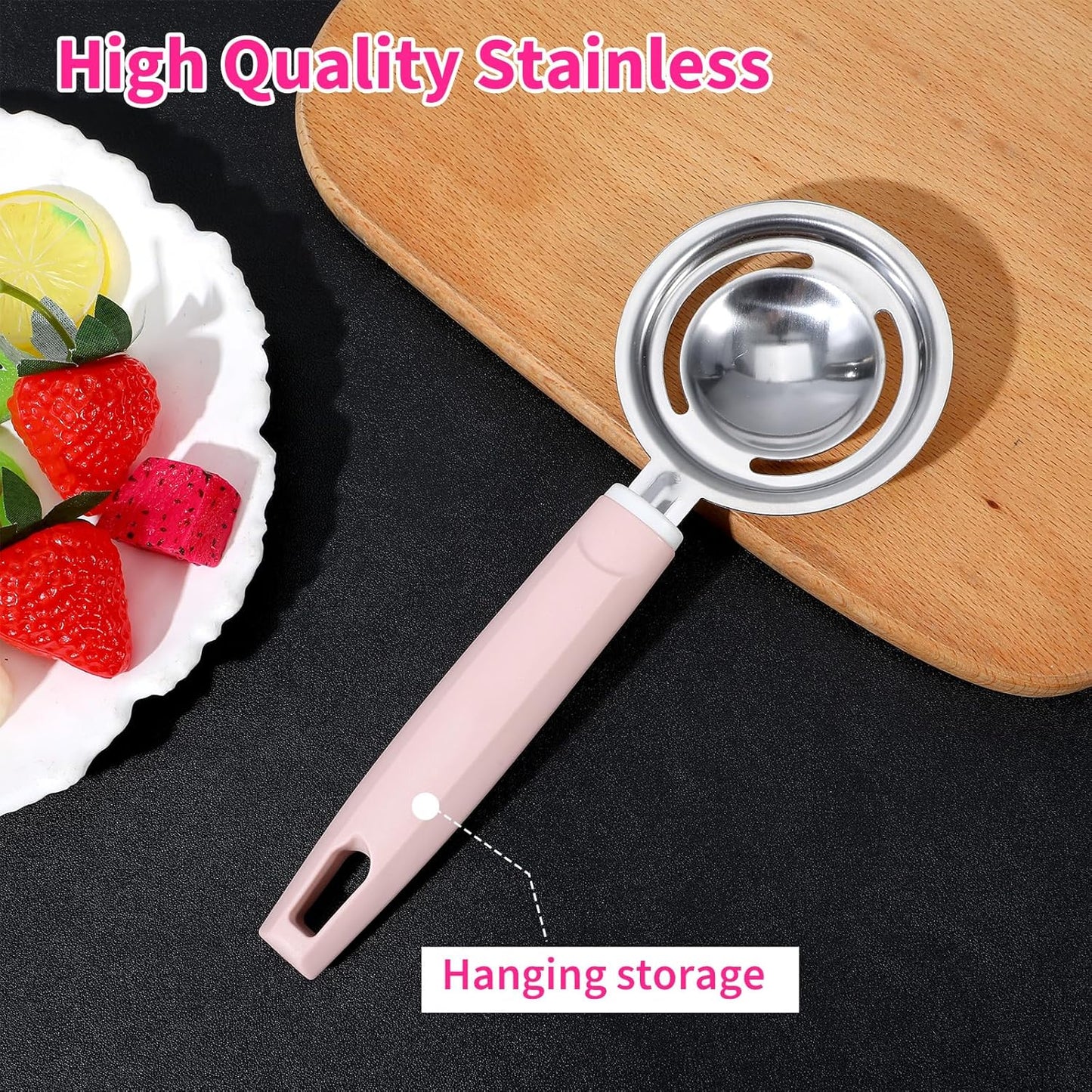 Egg Separators for Yolk, Pink Egg Separators Stainless Steel Kitchen Gadget, Long Handle Eggs Yoke Separator for Baking Cooking and Culinary Preparation