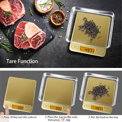 Fuzion Digital Gram Scale .01 Gram Accuracy, 500g Small Jewelry Scale, Mini Kitchen Food Scale for Herb, Powder, Gold, Coin - Weight Gram and Oz