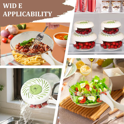 2 Pcs Multi Purpose Drain Basket with Lid, Collapsible Handle 2 in 1 Draining and Preservation Basket, Fruit Washing Bowl with Strainer, Colander for Suitable for Wash Berry, Vegetables