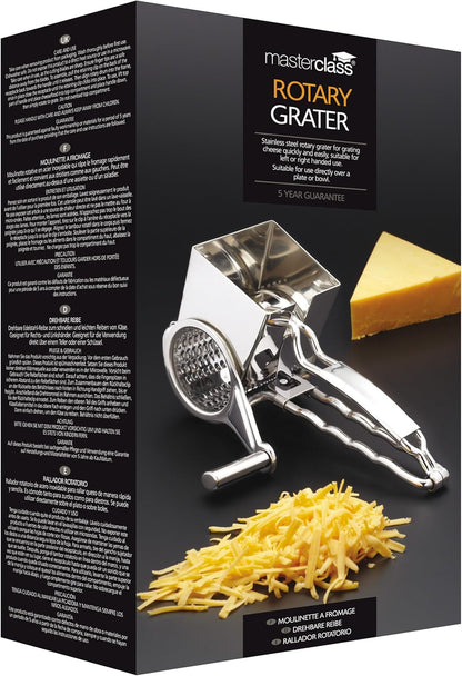 MasterClass Deluxe Stainless Steel Rotary Cheese Grater, Silver
