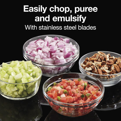 Proctor Silex Durable Electric Vegetable Chopper & Mini Food Processor for Chopping, Puree & Emulsify, 1.5 Cup, White