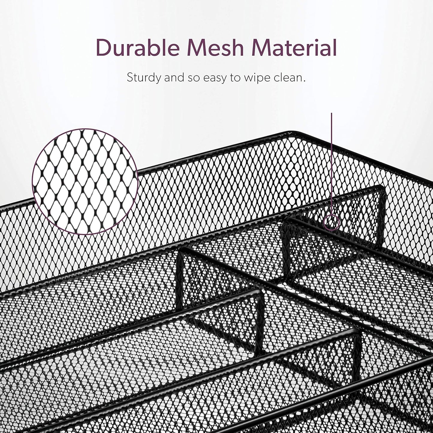 Mindspace Cutlery Organizer Silverware Tray with 6 Compartments | Kitchen Utensil Drawer Organizer | Silverware Tray for Drawer | The Mesh Collection, Silver