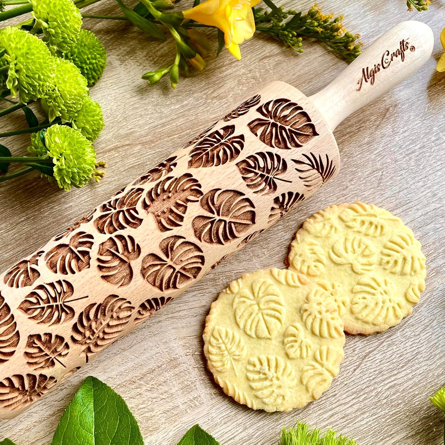Embossing Rolling Pin SHELLS. Dough and Clay Roller for Embossed Cookies and Pottery. Cookie and Ceramic Stamp. Backing Gifts for Women by Algis Crafts