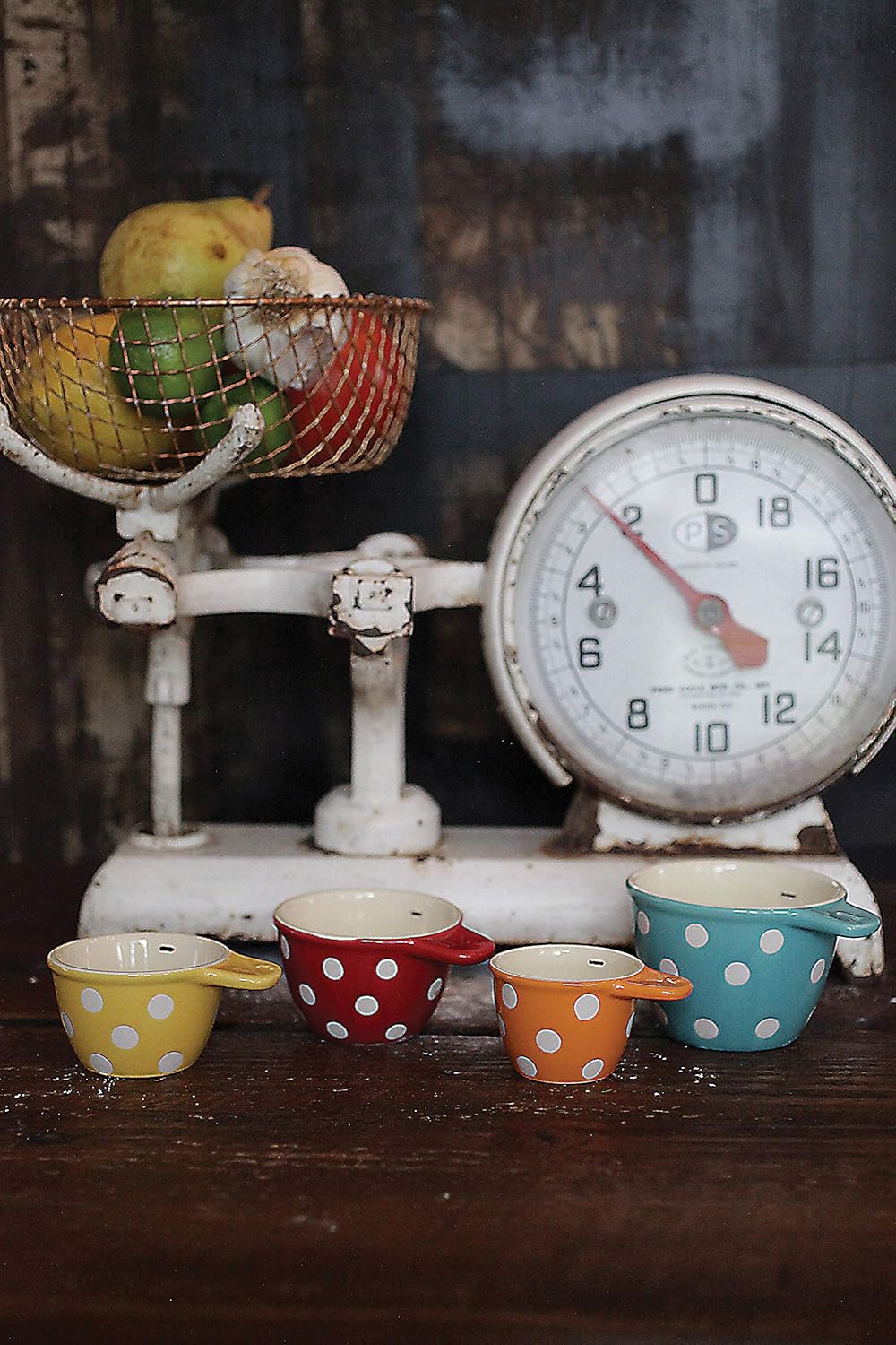 Creative Co-Op Ceramic Measuring Cup, Set of 4, Black and White