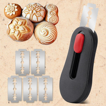 Premium Stainless Steel Danish Dough Whisk & Magnetic Bread Scoring Lame with 5 Blades – Professional Sourdough Baking Tools Kit for Mixing, Cutting & Decorating Bread