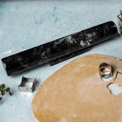 Marblous Krafts Marble French Rolling Pin for Dough, Black 12.5" Inches marble rolling pin with stand - rolling pins for baking and dough roller.