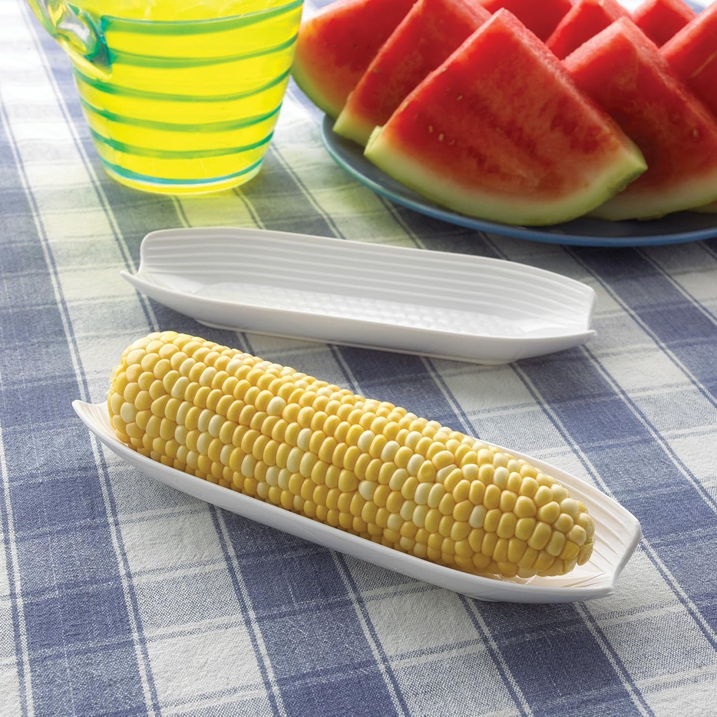 Fox Run Plastic Corn on the Cob Dish, Set of 2, White Trays