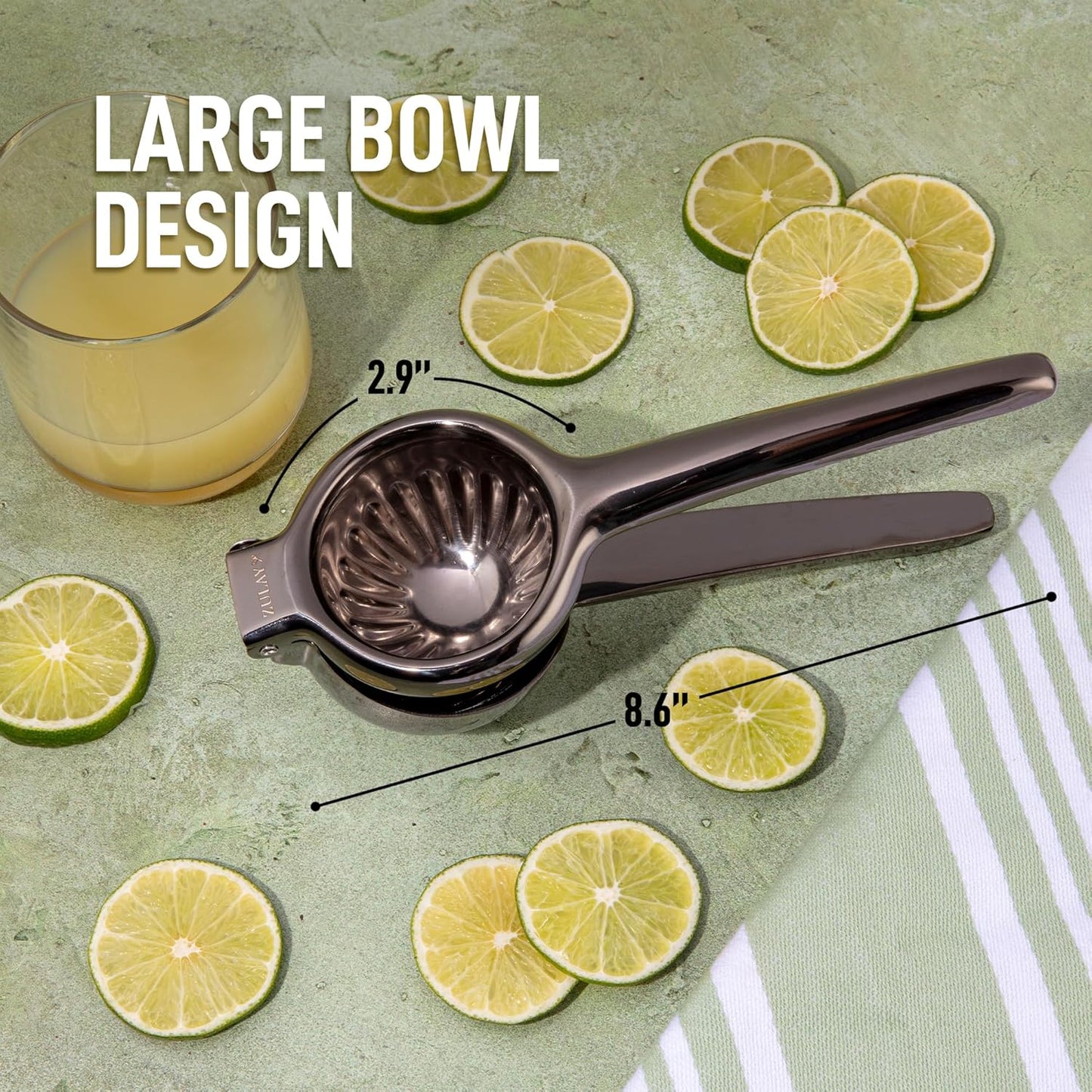 Lemon Squeezer Stainless Steel with Premium Quality Heavy Duty Solid Metal Squeezer Bowl - Large Manual Citrus Press Juicer and Lime Squeezer Stainless Steel - by Zulay Kitchen