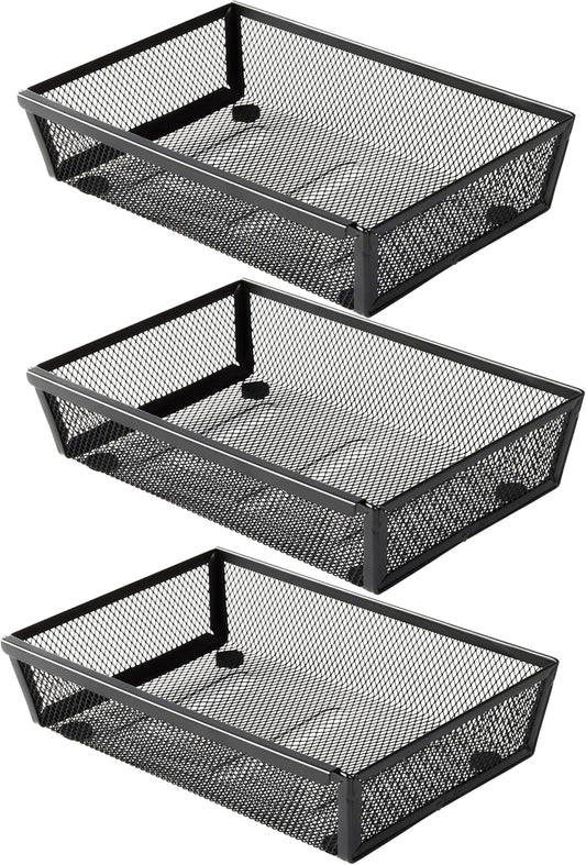 3 Pack Large Clear Plastic Drawer Organizer Tray Cutlery Utensil Makeups Drawer Organizers 12" X 6"