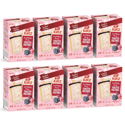 Katz Gluten Free Iced Holiday Berry Toaster Pastries. Limited Edition Kosher Breakfast Snack. Free of Dairy, Peanuts, Tree Nuts, and Sesame, No Artificial Color. (4Pk)