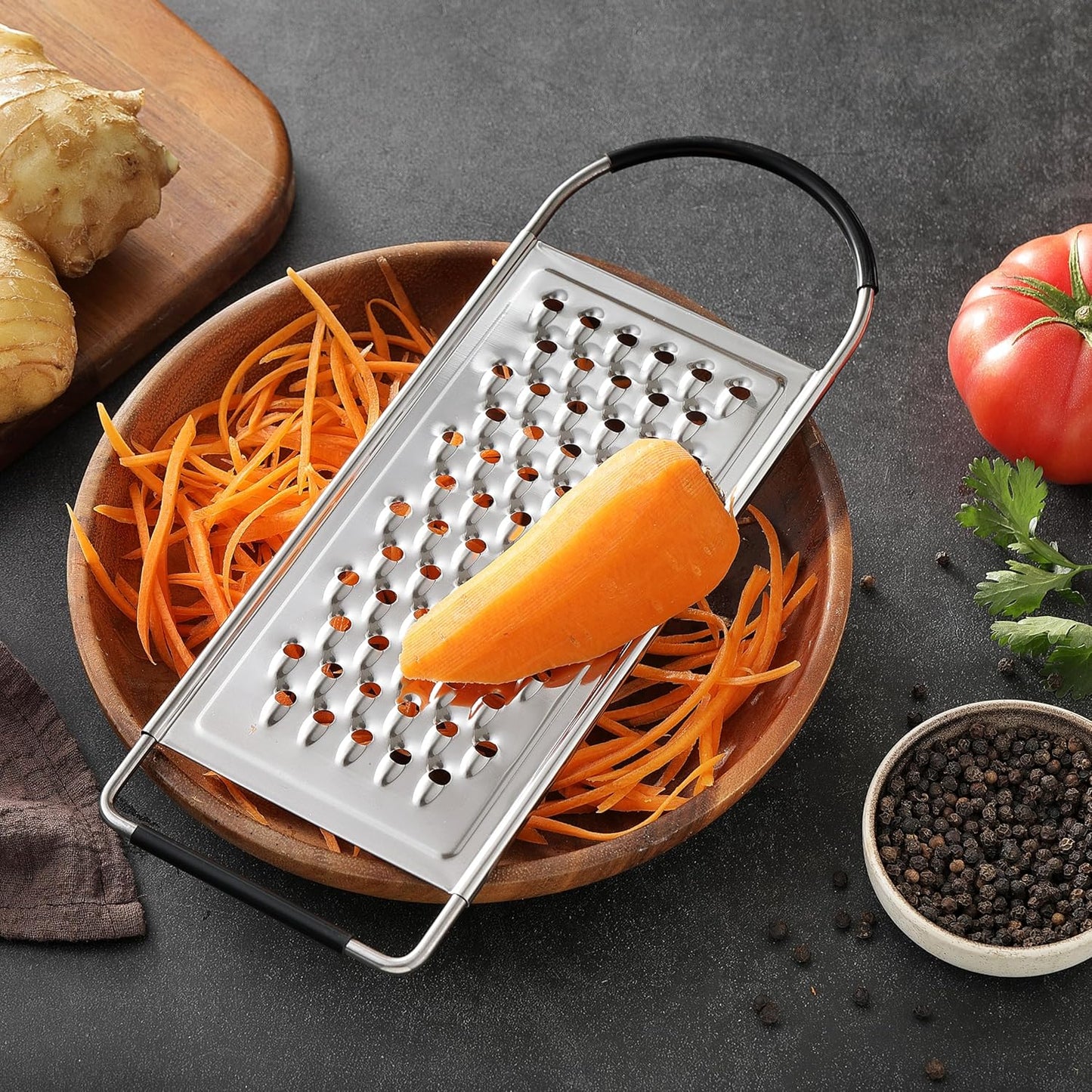 Cheese Grater Handheld, HIA Flat Coarse Stainless Steel Graters for Kitchen, Food Grater with Anti-Slip Handle, Perfect for Potato, Vegetable, Butter, Parmesan Cheese