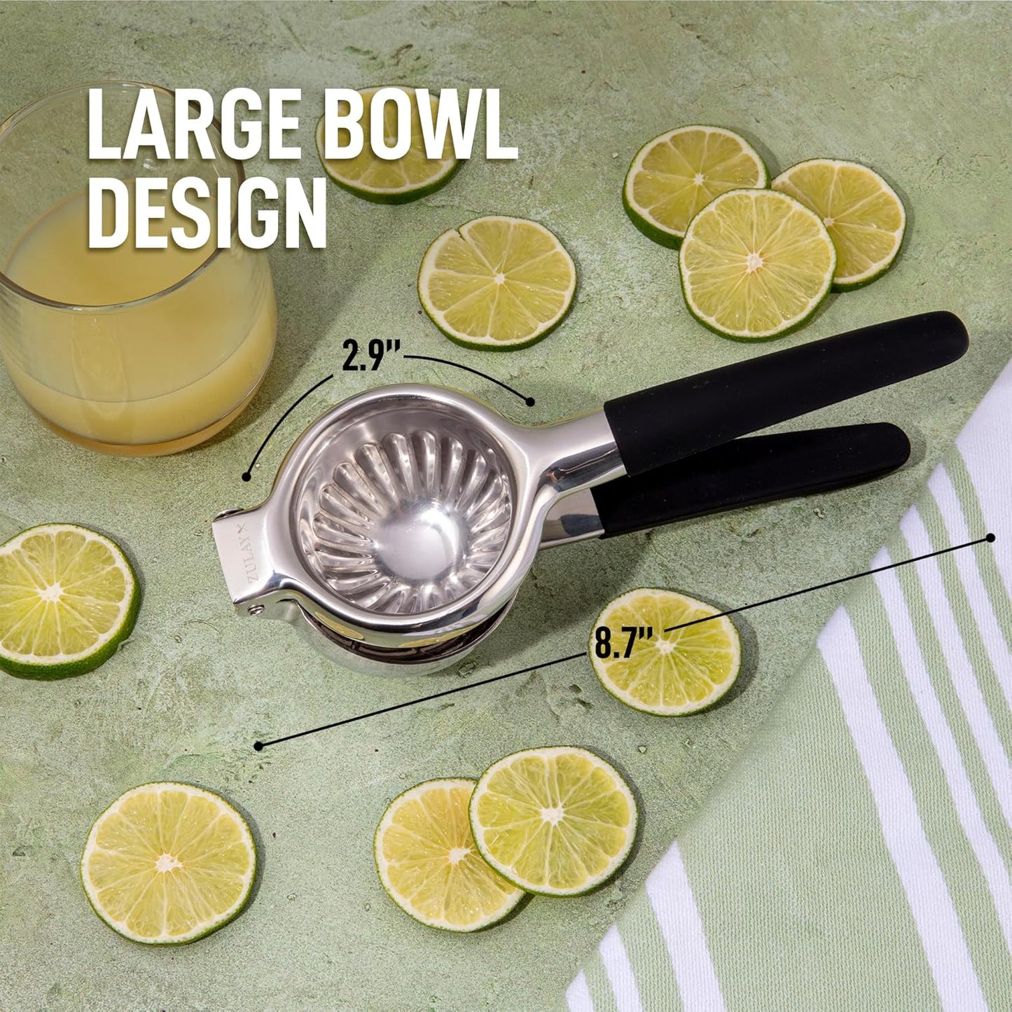 Lemon Squeezer Stainless Steel with Premium Quality Heavy Duty Solid Metal Squeezer Bowl - Large Manual Citrus Press Juicer and Lime Squeezer Stainless Steel - by Zulay Kitchen